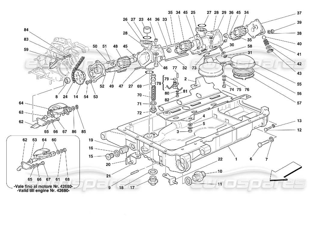 ferrari 355 (2.7 motronic) pumps and oil sump parts diagram