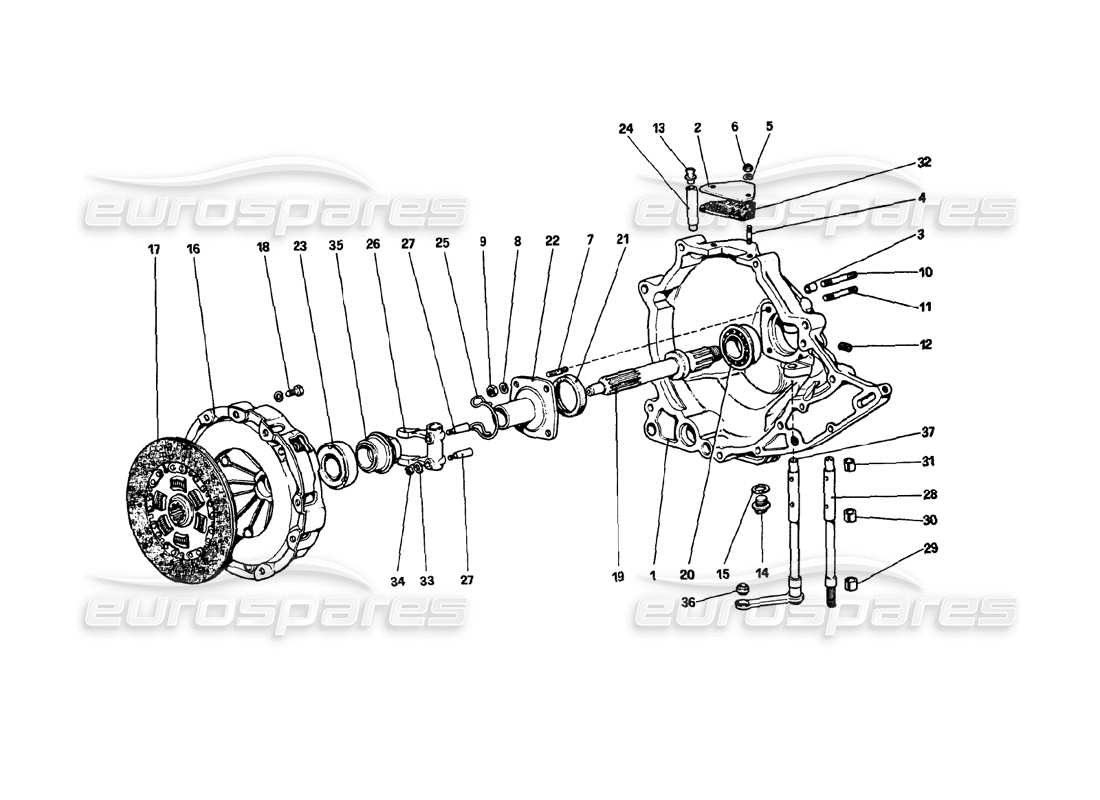 ferrari 308 gtb (1980) clutch unit and cover part diagram