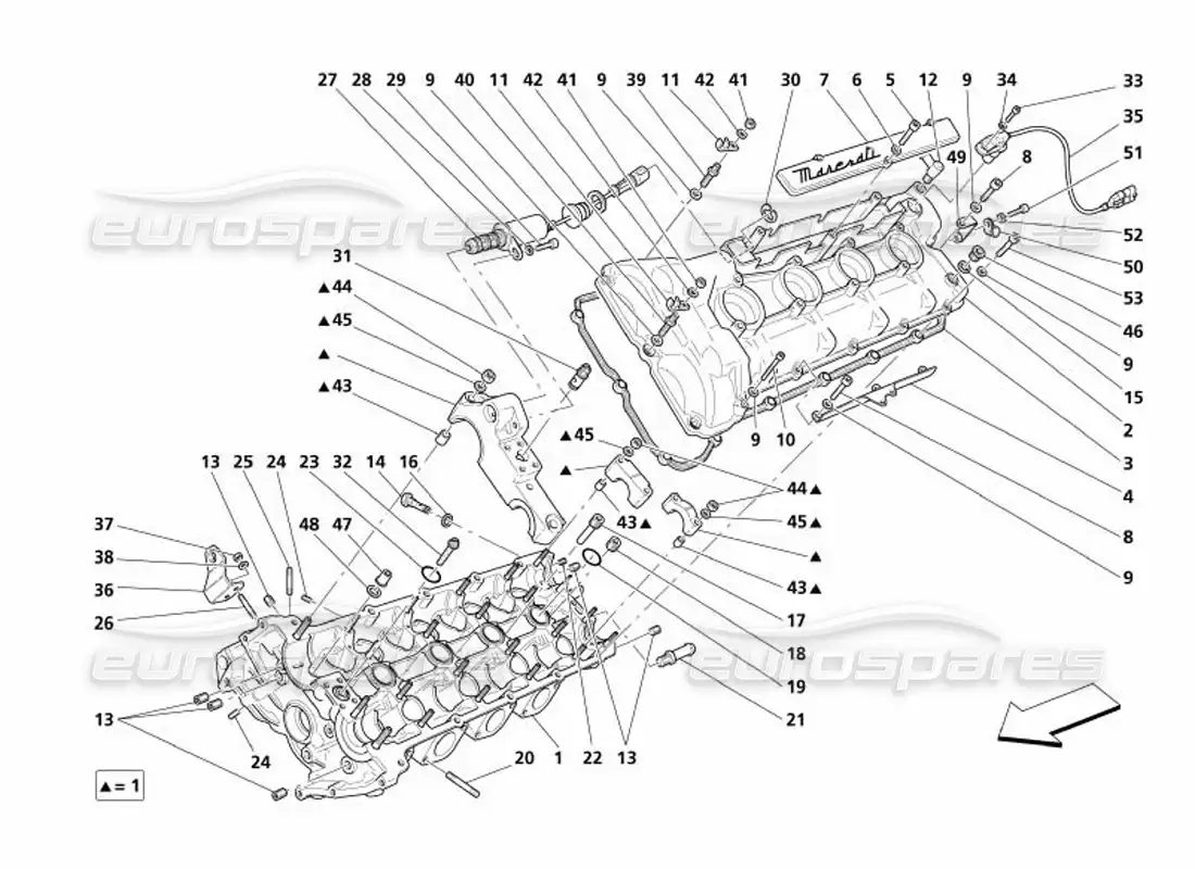 maserati 4200 gransport (2005) lh cylinder head parts diagram