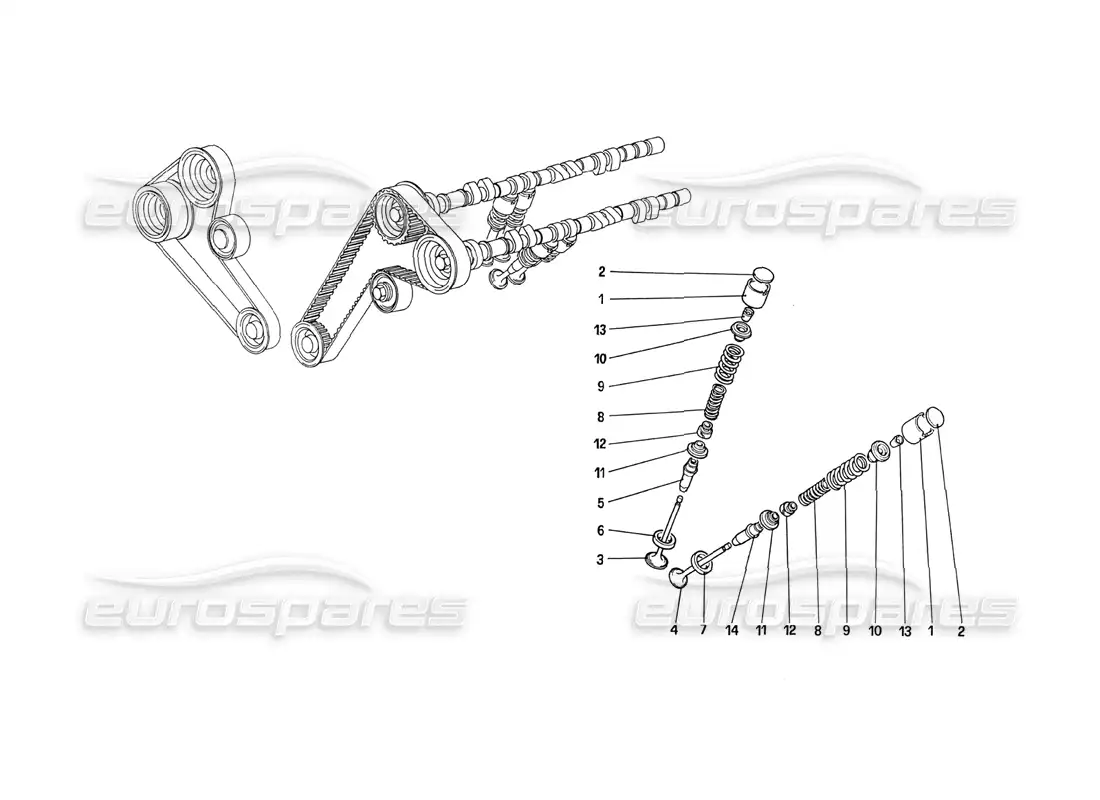 ferrari 288 gto timing system - tappets parts diagram