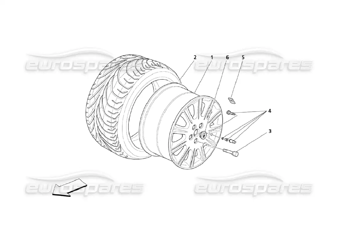 maserati qtp. (2006) 4.2 wheel rim and tyre parts diagram