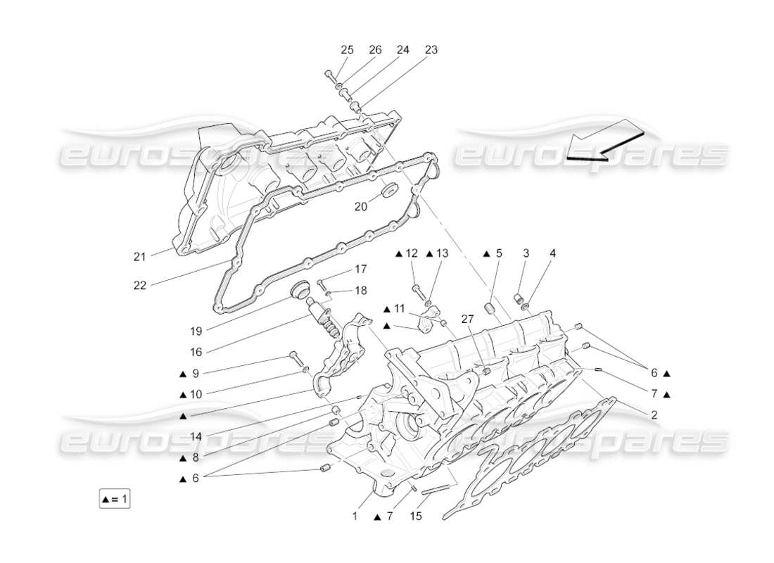 maserati grancabrio (2010) 4.7 rh cylinder head parts diagram