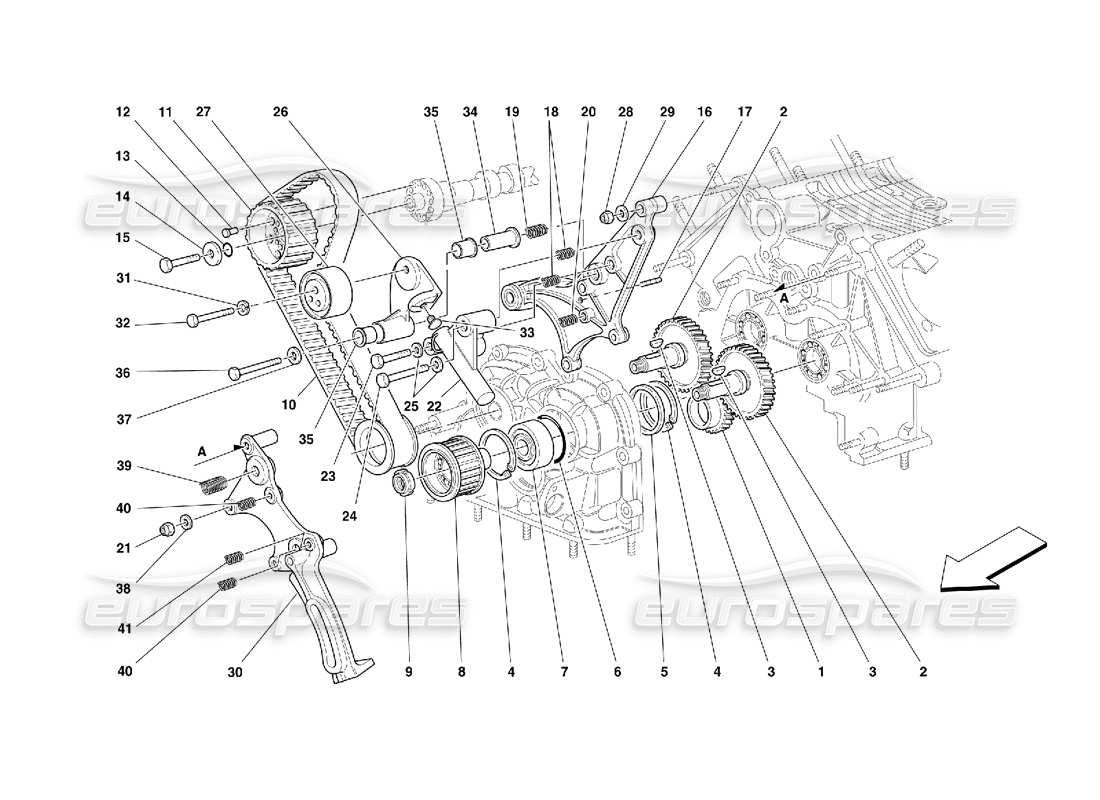 ferrari 355 (5.2 motronic) timing - controls part diagram