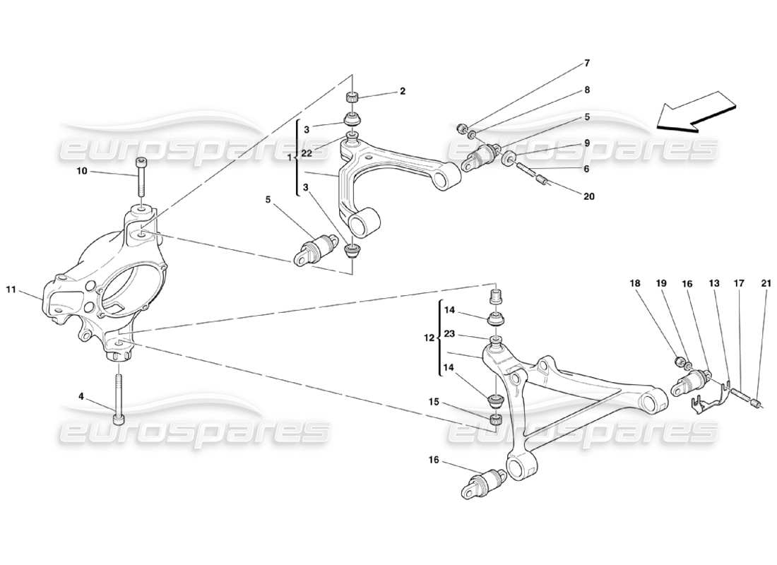 ferrari 360 challenge stradale front suspension - wishbones parts diagram