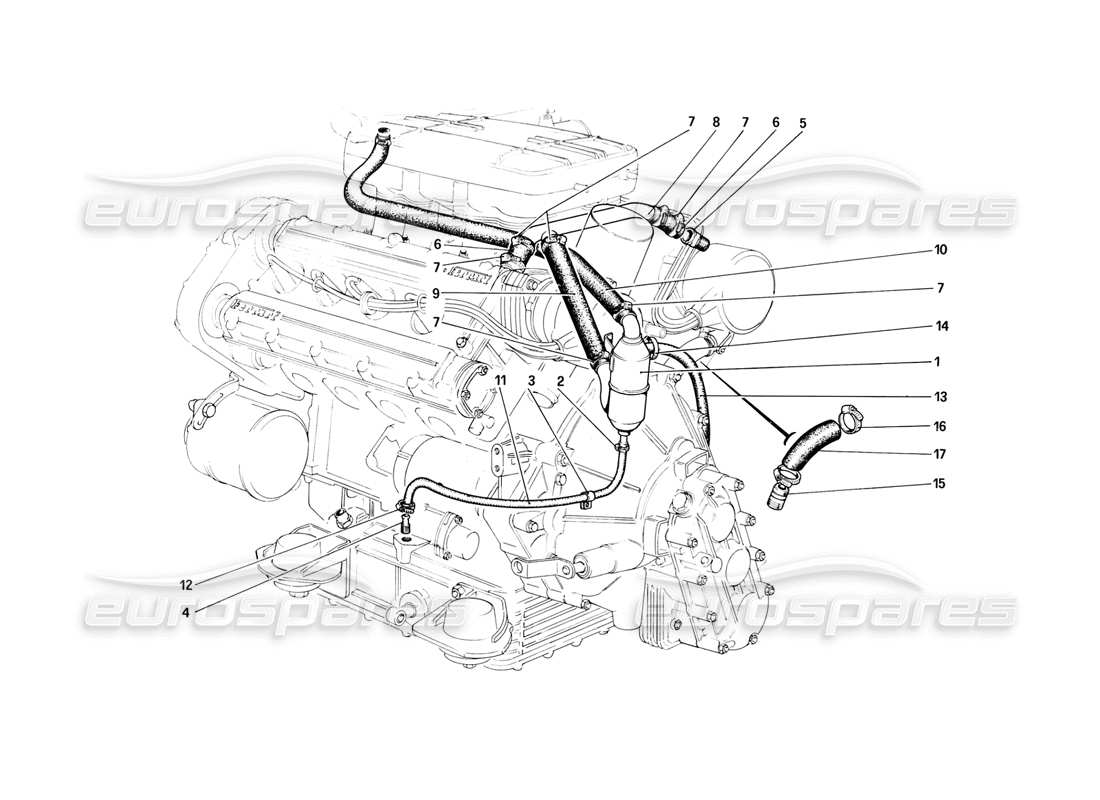 ferrari mondial 8 (1981) blow - by system part diagram