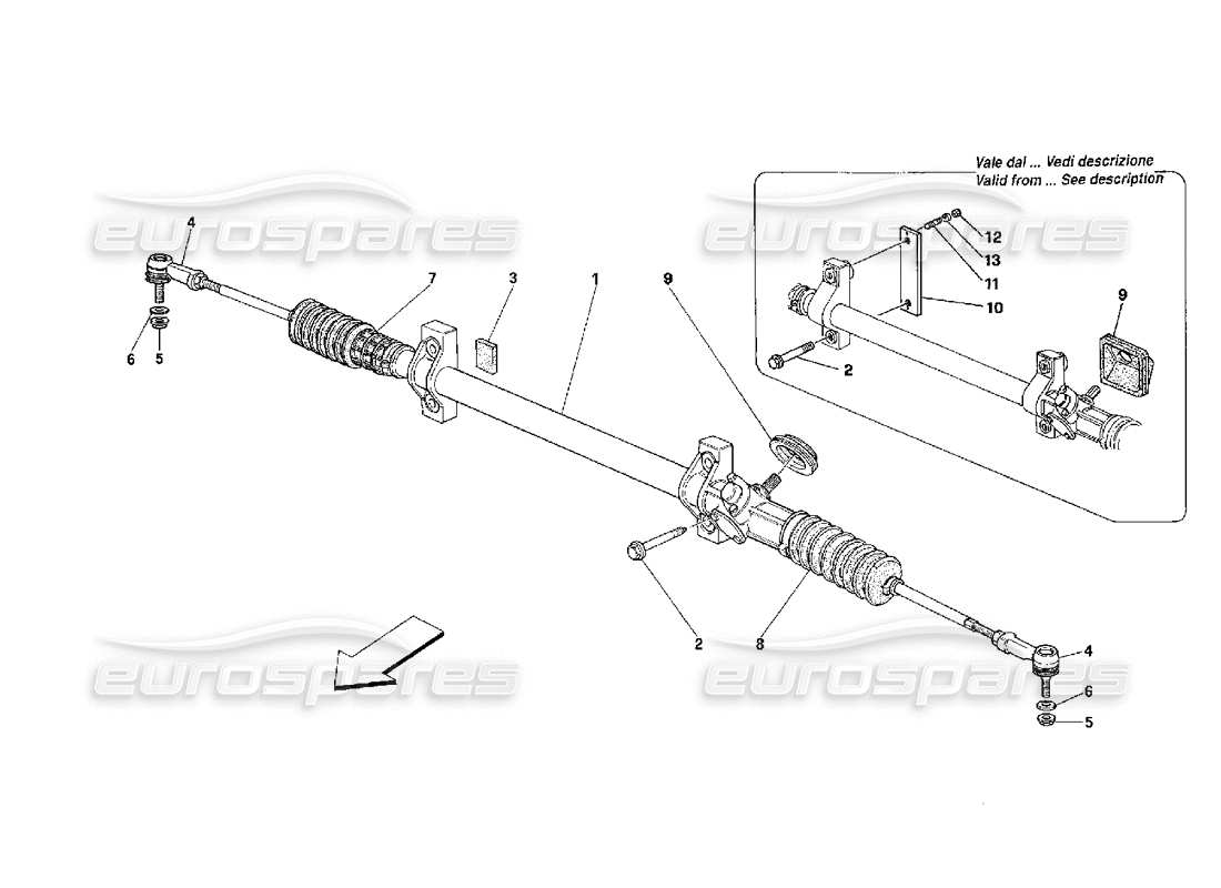 ferrari 348 (2.7 motronic) steering box and linkage part diagram