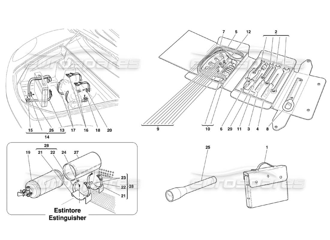 ferrari 360 challenge stradale tools equipment and accessories part diagram