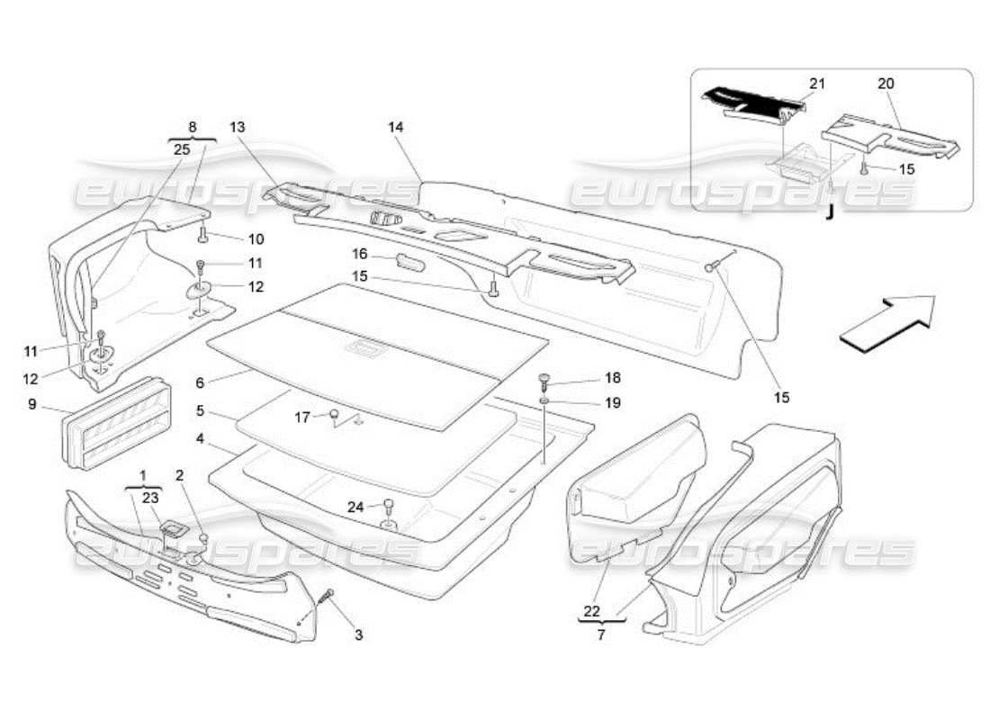 maserati qtp. (2005) 4.2 luggage compartment mats parts diagram