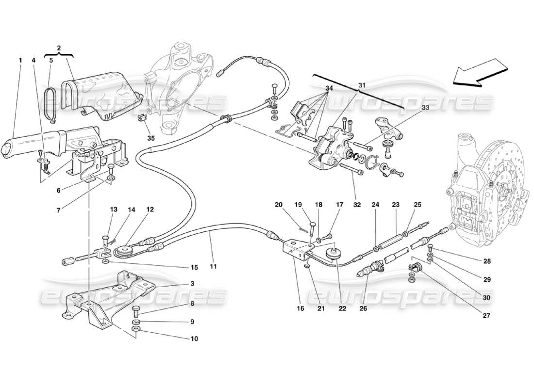 ferrari 360 challenge stradale hand-brake control part diagram