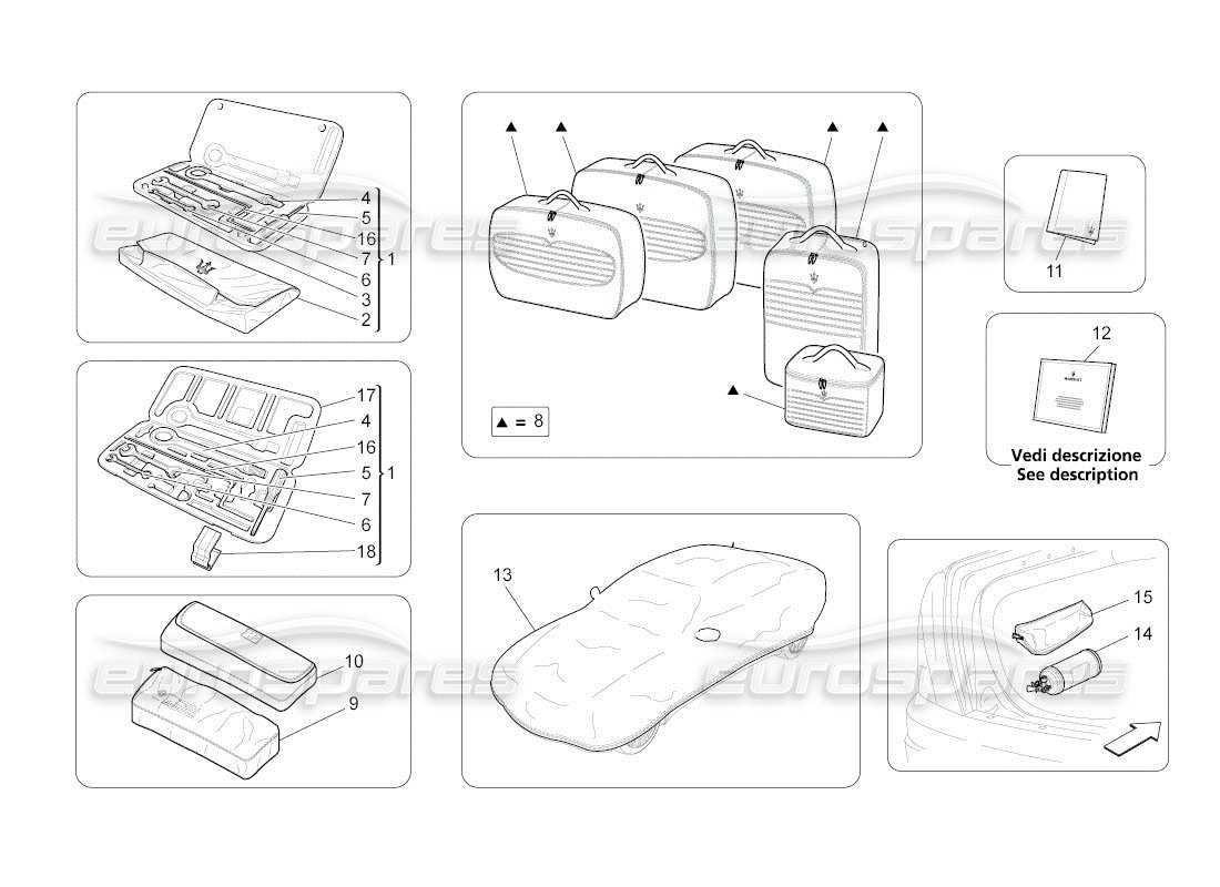 maserati qtp. (2011) 4.7 auto accessories provided part diagram