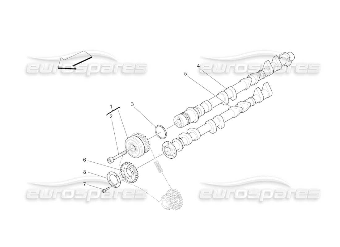 maserati grancabrio (2010) 4.7 rh cylinder head camshafts part diagram