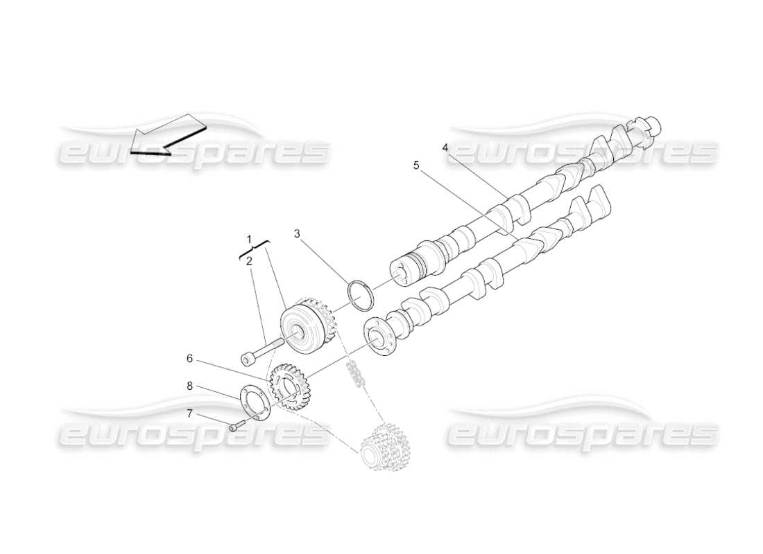 maserati grancabrio (2010) 4.7 rh cylinder head camshafts parts diagram