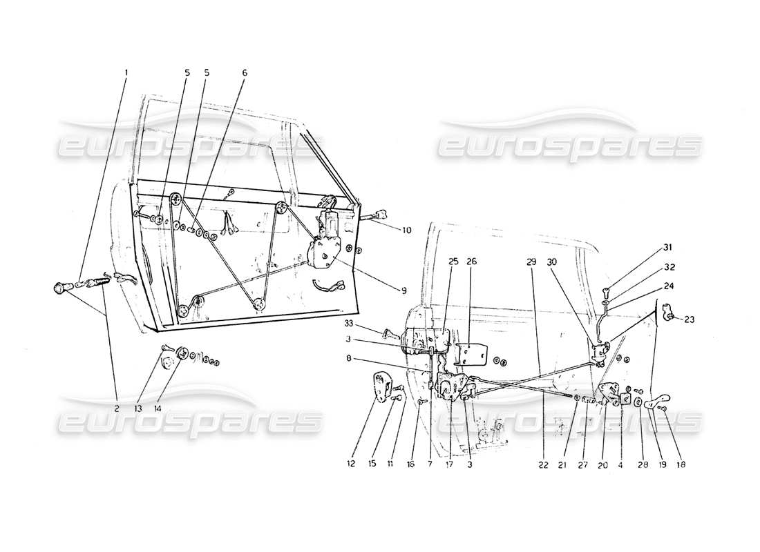 ferrari 308 gt4 dino (1979) doors parts diagram