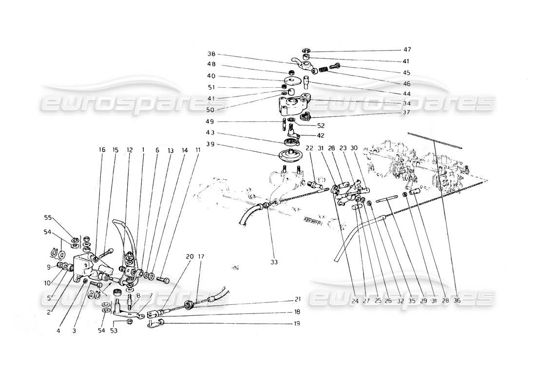 ferrari 308 gt4 dino (1979) throttle control parts diagram