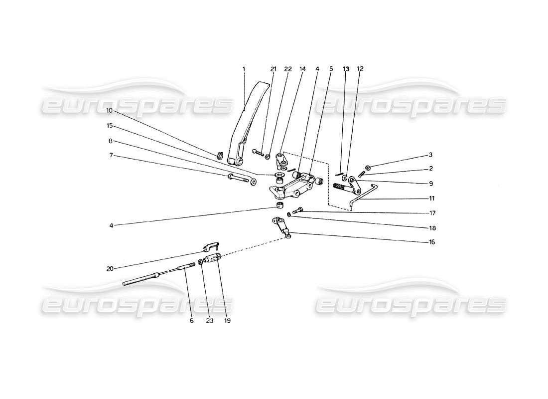 ferrari 308 gt4 dino (1979) throttle control (variants for rhd version) part diagram