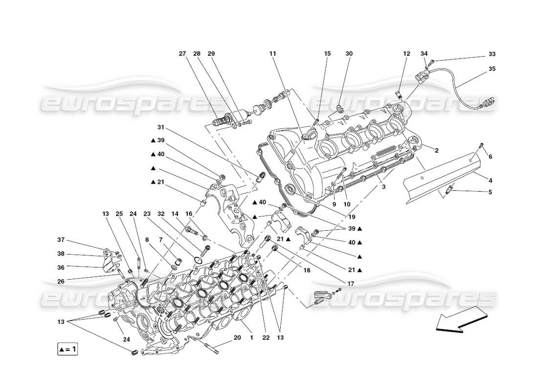 ferrari 430 challenge (2006) lh cylinder head parts diagram
