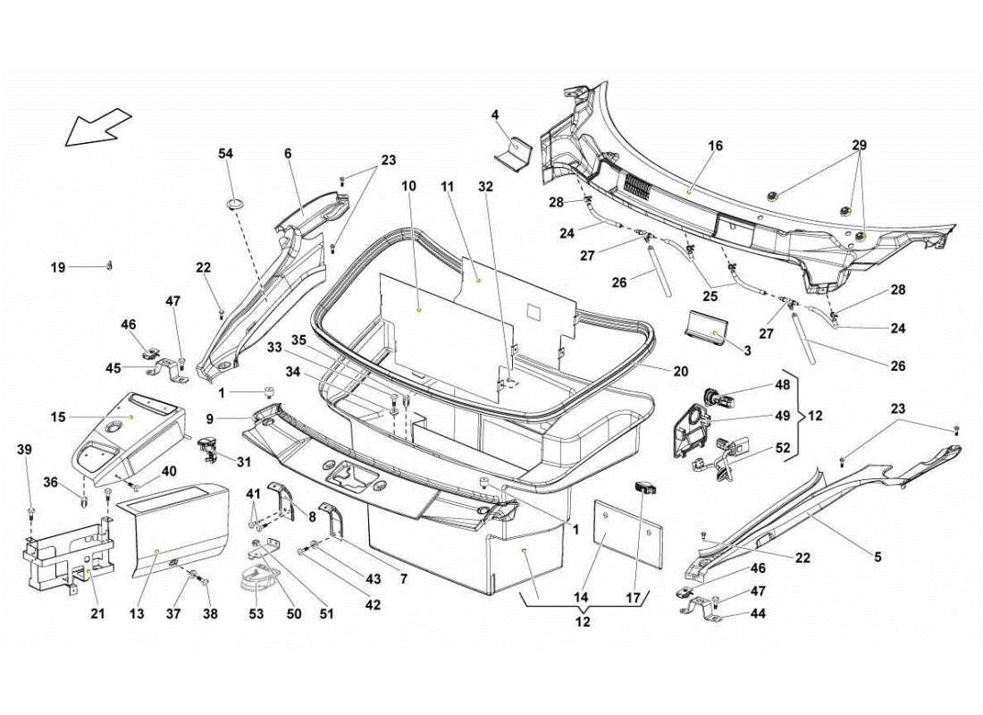 lamborghini gallardo sts ii sc luggage boot trims part diagram