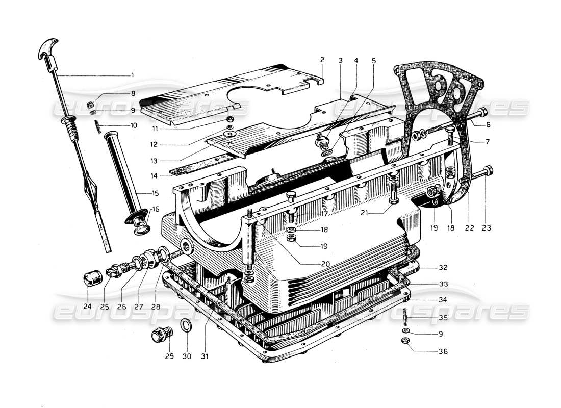 ferrari 275 gtb/gts 2 cam oil sump part diagram