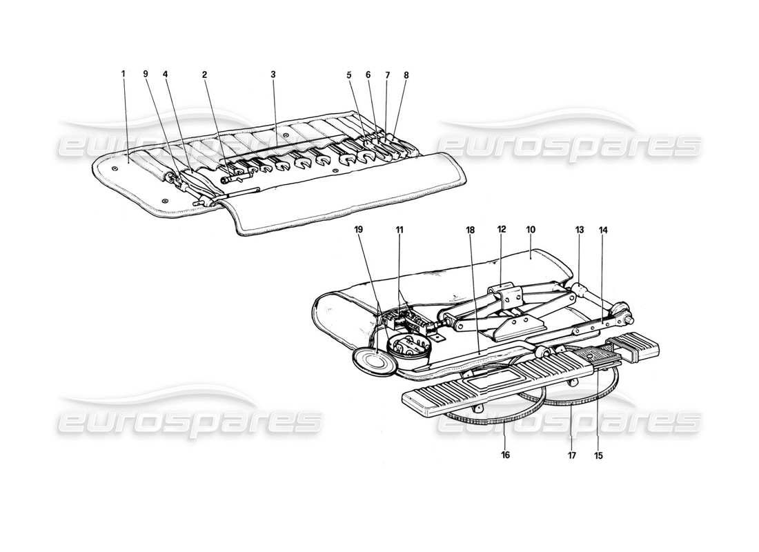 ferrari 308 (1981) gtbi/gtsi tool-kit parts diagram