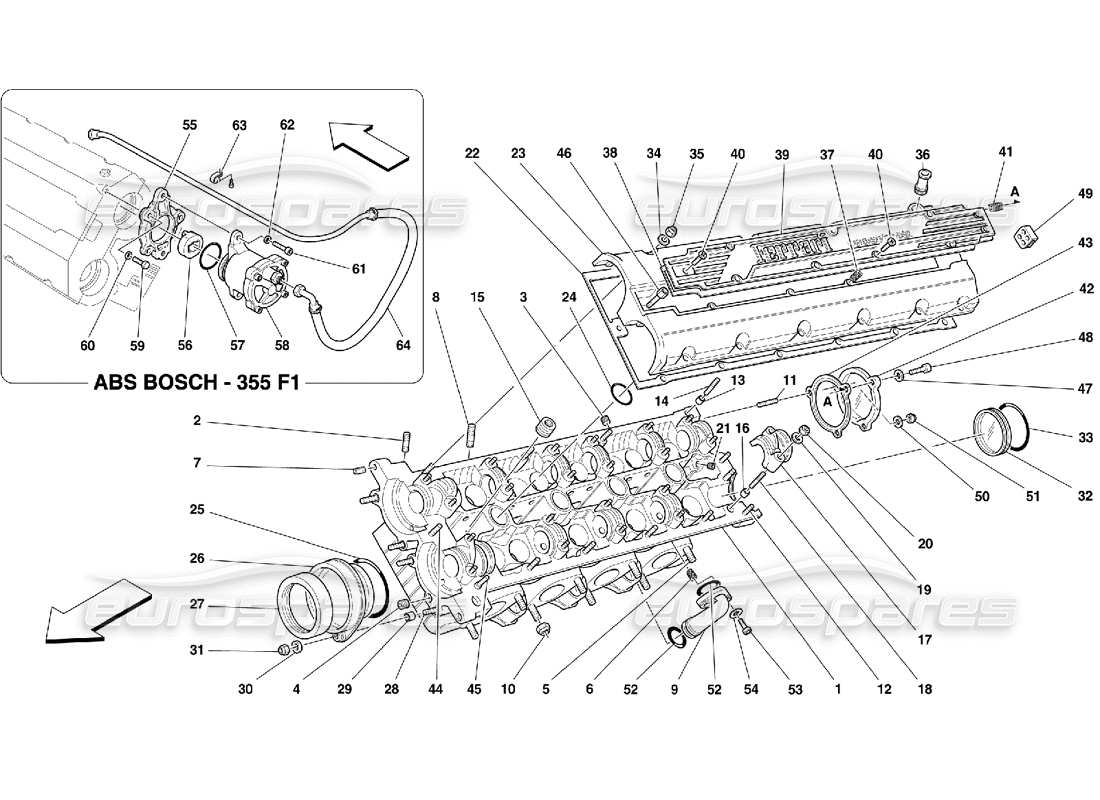 ferrari 355 (5.2 motronic) lh cylinder head parts diagram