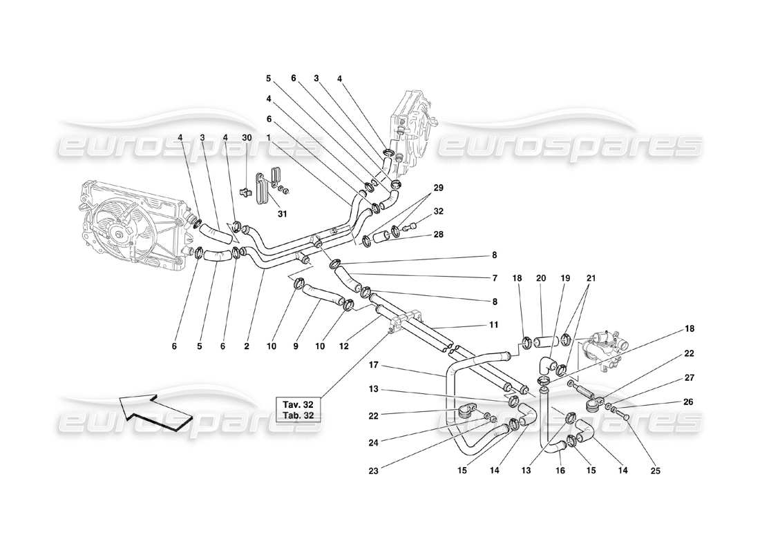 ferrari 360 challenge (2000) cooling system parts diagram