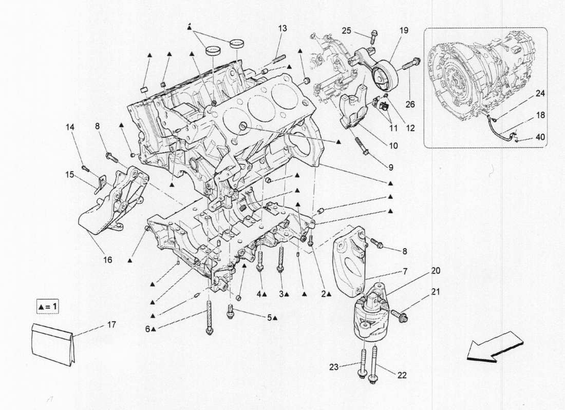 maserati qtp. v6 3.0 tds 275bhp 2017 crankcase part diagram