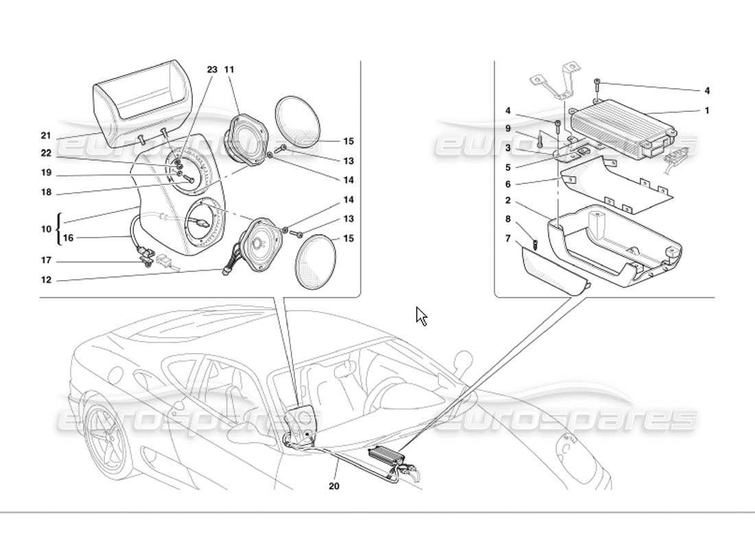 ferrari 360 modena radio amplifier system parts diagram