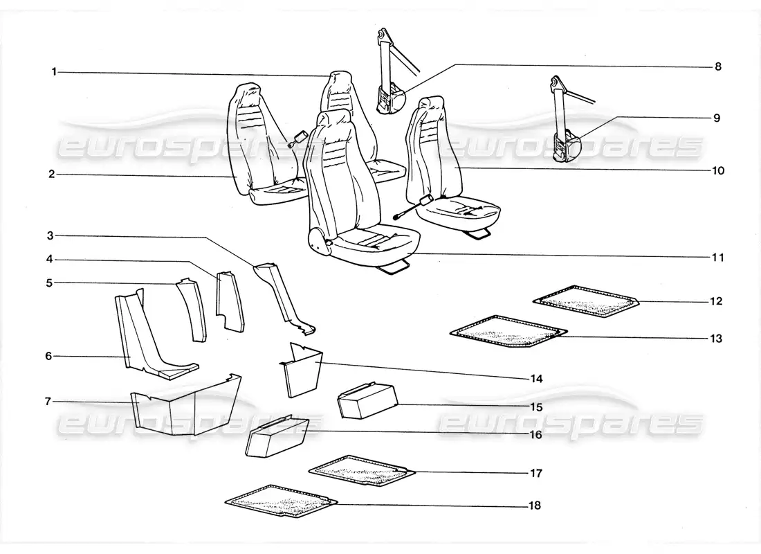 lamborghini lm002 (1988) seat and carpets parts diagram