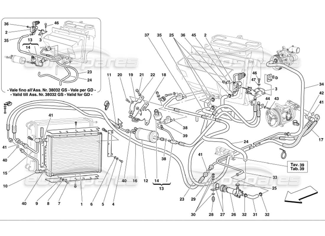 ferrari 360 modena air conditioning system part diagram