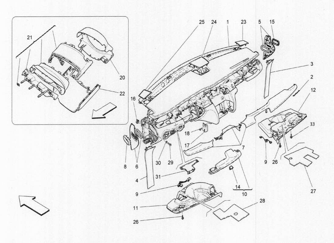 maserati qtp. v6 3.0 tds 275bhp 2017 dashboard unit part diagram