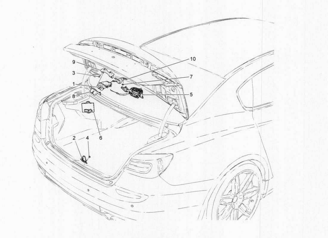 maserati qtp. v6 3.0 tds 275bhp 2017 rear lid opening control part diagram