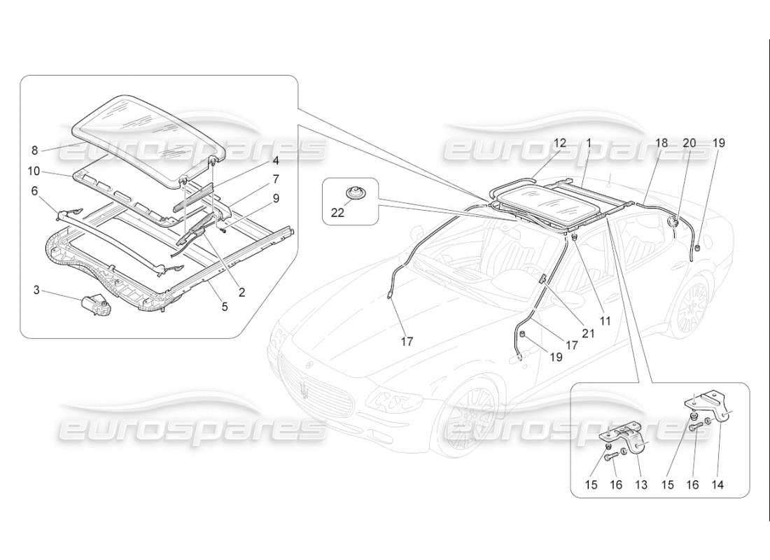 maserati qtp. (2008) 4.2 auto sunroof part diagram