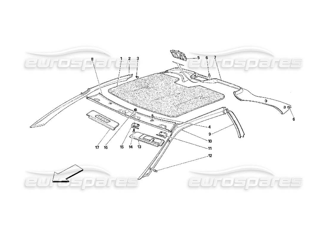 ferrari 348 (2.7 motronic) roof trims part diagram