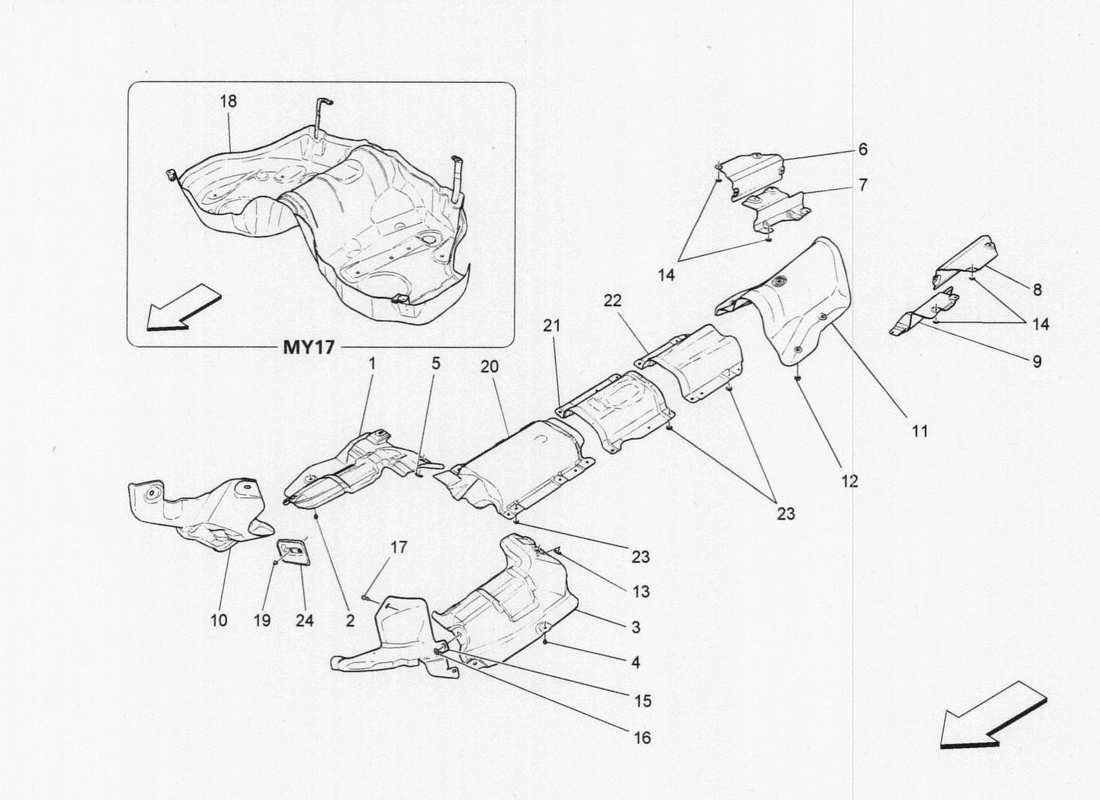 maserati qtp. v6 3.0 tds 275bhp 2017 thermal insulation part diagram