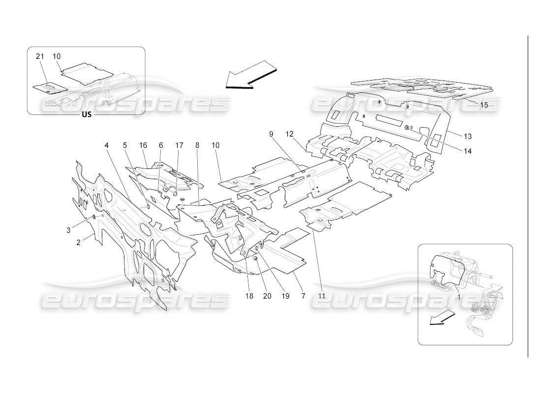 maserati qtp. (2007) 4.2 auto sound-proofing panels inside the vehicle parts diagram