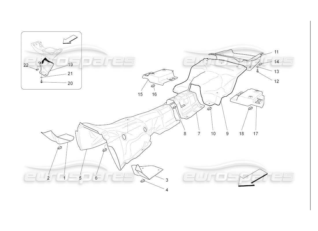 maserati qtp. (2007) 4.2 auto thermal insulating panels inside the vehicle parts diagram