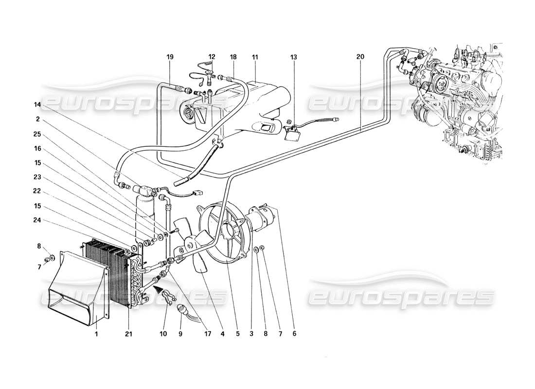 ferrari 328 (1985) air conditioning system part diagram