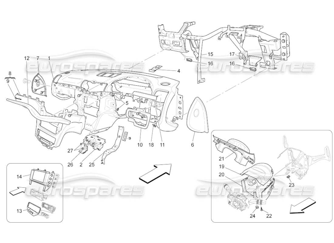 maserati grancabrio (2010) 4.7 dashboard unit parts diagram