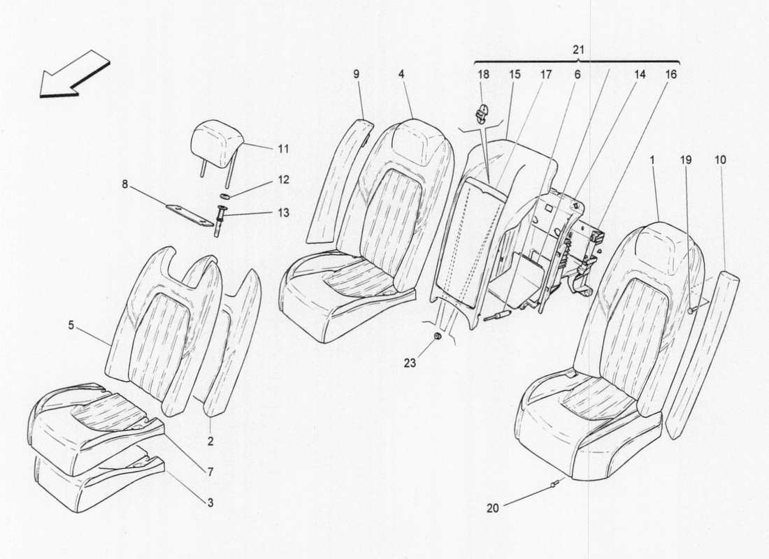 maserati qtp. v6 3.0 tds 275bhp 2017 rear seats: trim panels part diagram