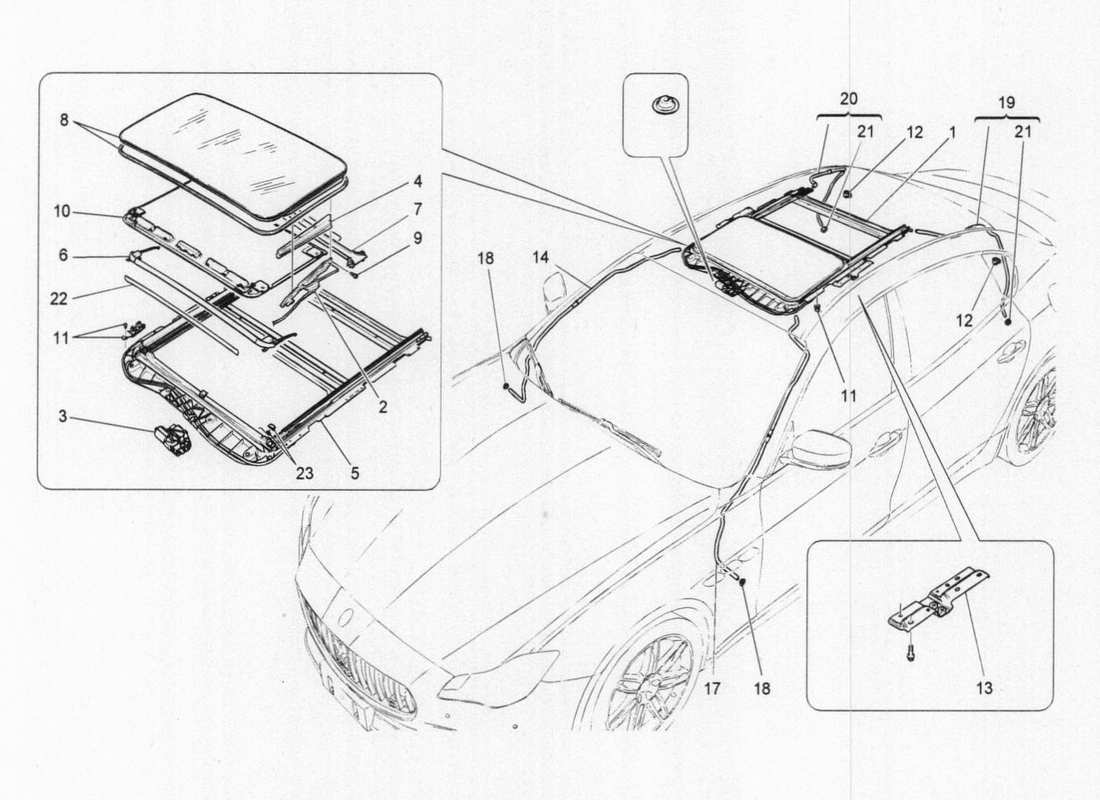 maserati qtp. v6 3.0 tds 275bhp 2017 sunroof part diagram