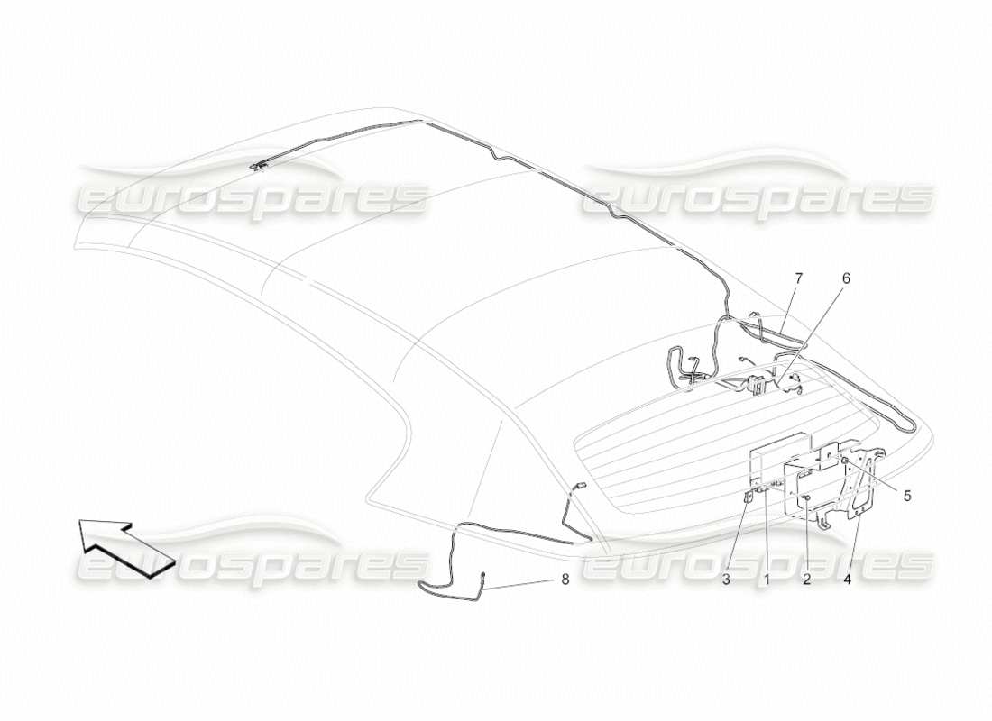 maserati grancabrio (2011) 4.7 electrical capote: electronic control parts diagram