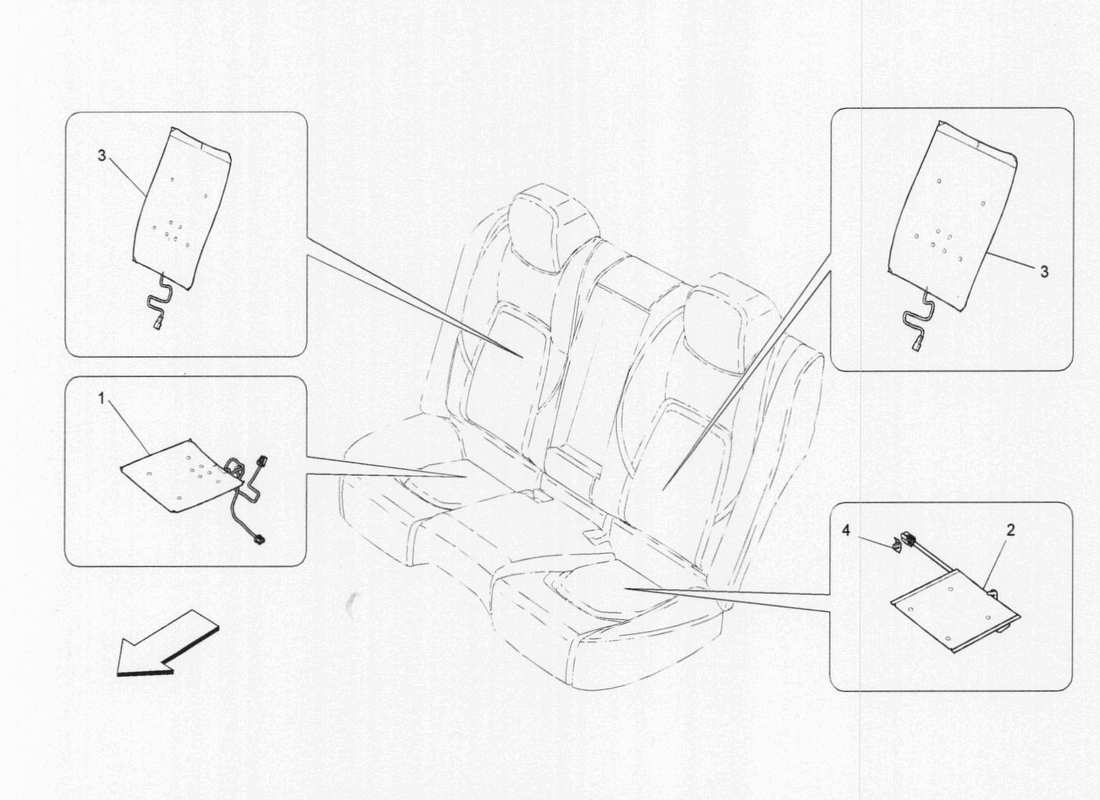 maserati qtp. v6 3.0 tds 275bhp 2017 rear seats: trim panels part diagram