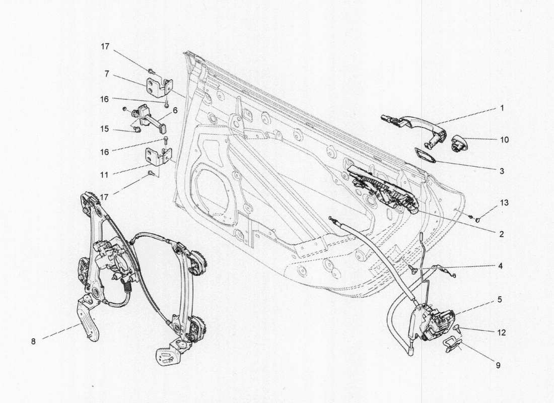 maserati qtp. v6 3.0 tds 275bhp 2017 rear doors: mechanisms part diagram