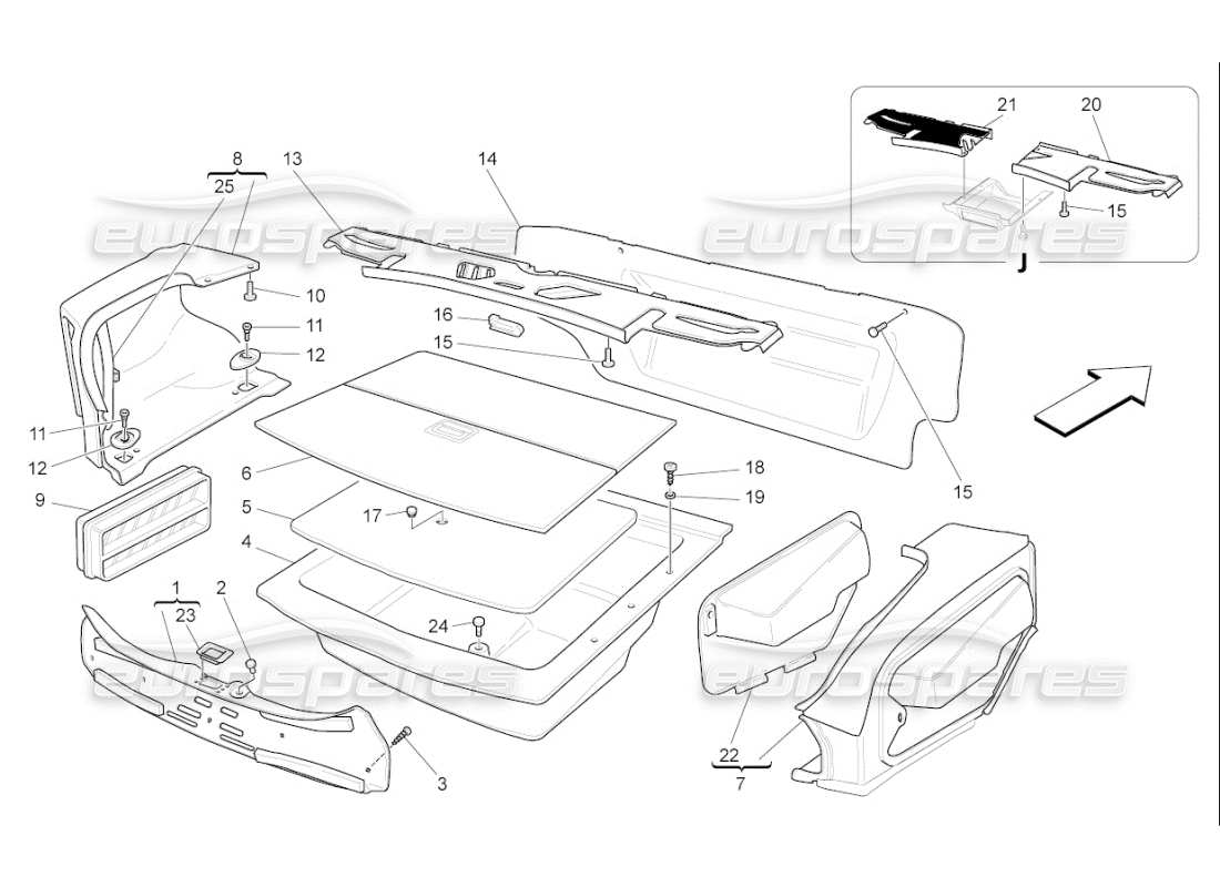 maserati qtp. (2007) 4.2 f1 luggage compartment mats part diagram