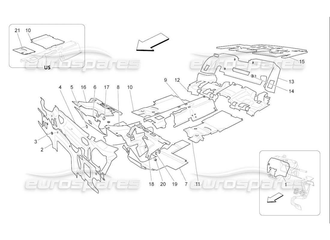 maserati qtp. (2007) 4.2 f1 sound-proofing panels inside the vehicle parts diagram