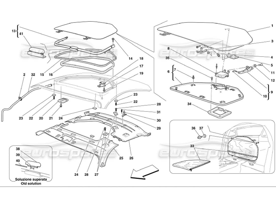 ferrari 360 modena removable top part diagram