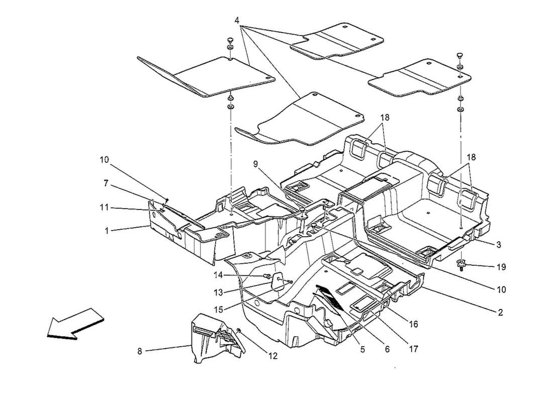 maserati qtp. v8 3.8 530bhp 2014 passenger compartment mats parts diagram