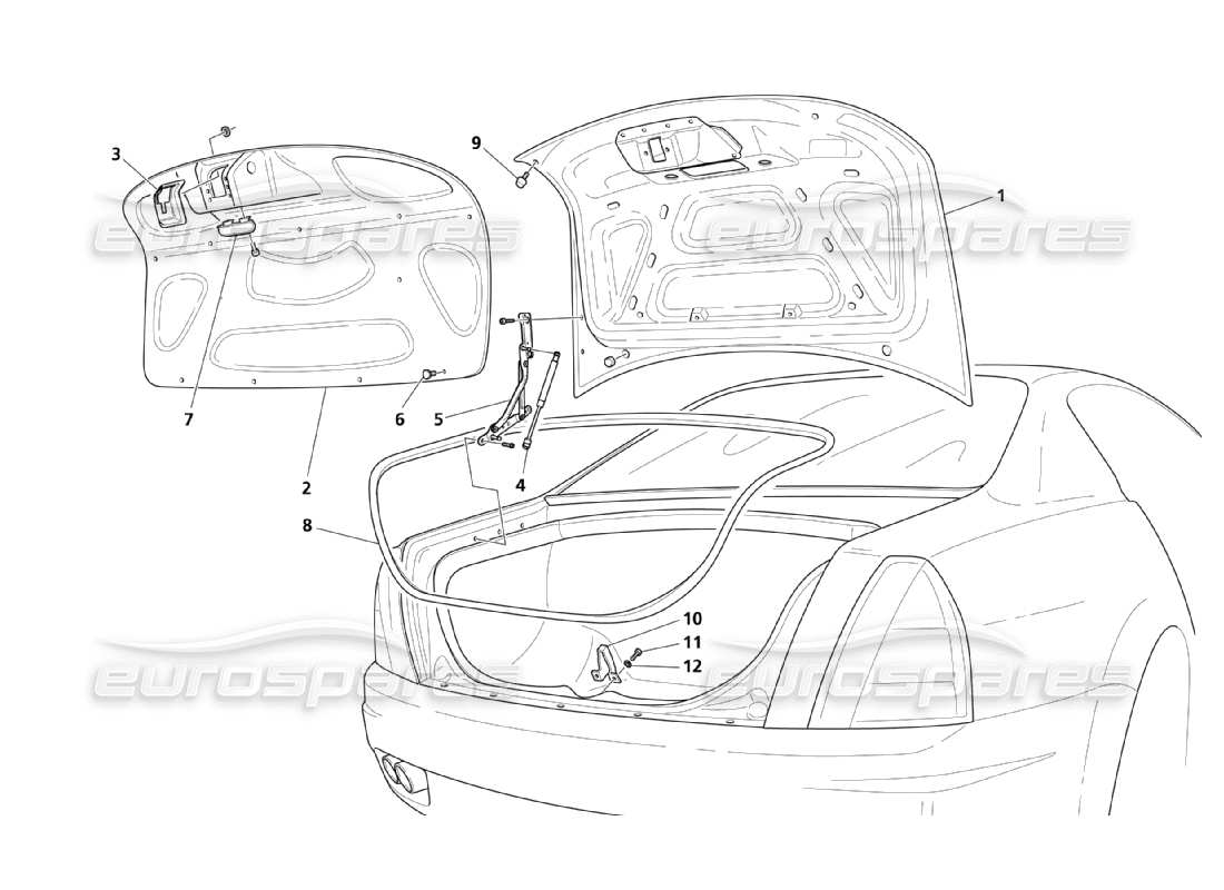 maserati qtp. (2003) 4.2 rear hood parts diagram