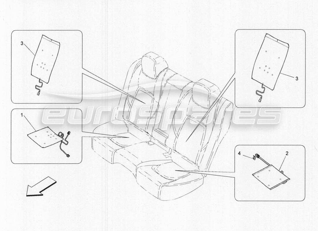 maserati qtp. v8 3.8 530bhp 2014 auto rear seats: mechanics and electronics part diagram