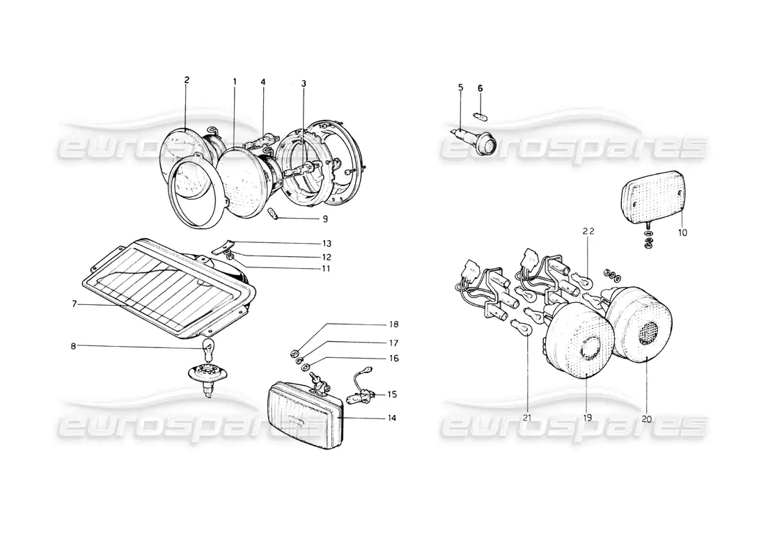 ferrari 512 bb lights parts diagram